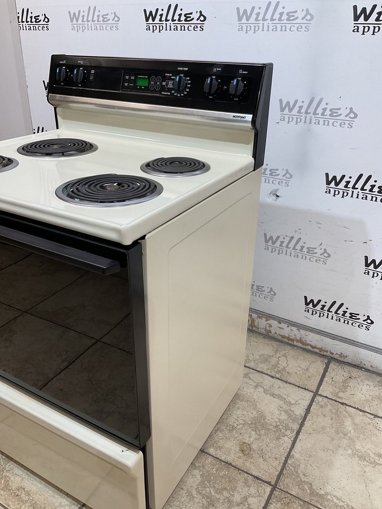 Hotpoint Used Electric Stove 220volts (40/50 AMP) 30inches {no cord} (Bisque/Black) 