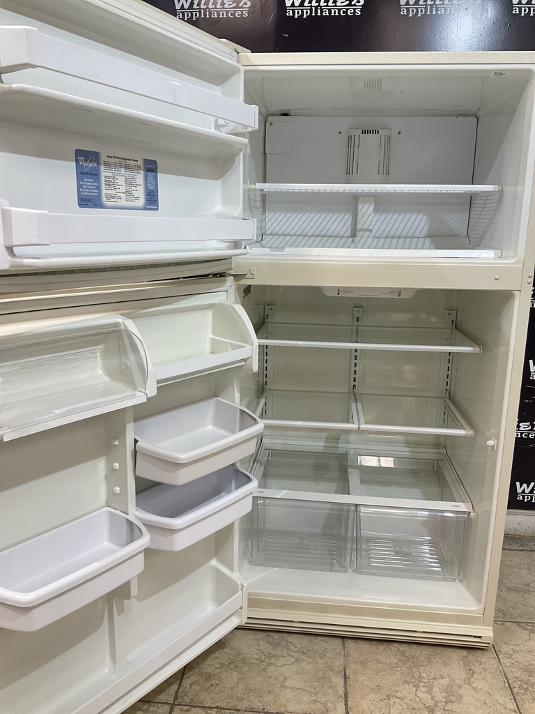 Whirlpool Used Refrigerator Top and Bottom 33x65 1/2” (Bisque)