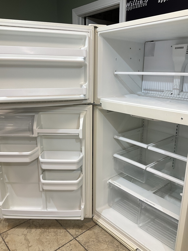 Whirlpool Used Refrigerator Top and Bottom 33x65 1/2” (Bisque) 