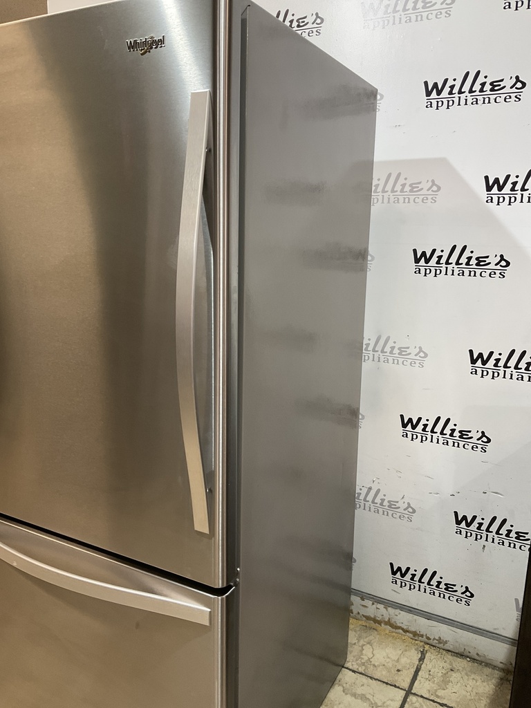 Whirlpool Used Refrigerator Top and Bottom Mount 32 1/2” x 69 1/2” (Stainless Steel) 