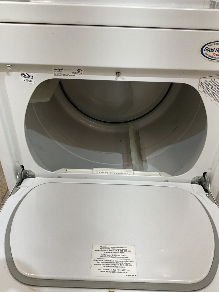 Whirlpool Used Electric Dryer 220volts (30 AMP) 27inches {3 prong} (White) 