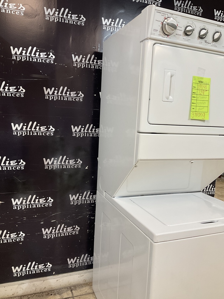 Whirlpool Used Electric Unit Stackable 220volts (30 AMP) 27x72 1/2” {3 prong}  (White) 
