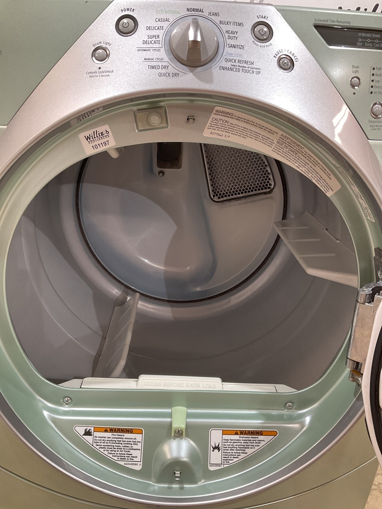 Whirlpool Used Electric Dryer 220volts (30 AMP) 27inches {3 prong} (Turquoise) 