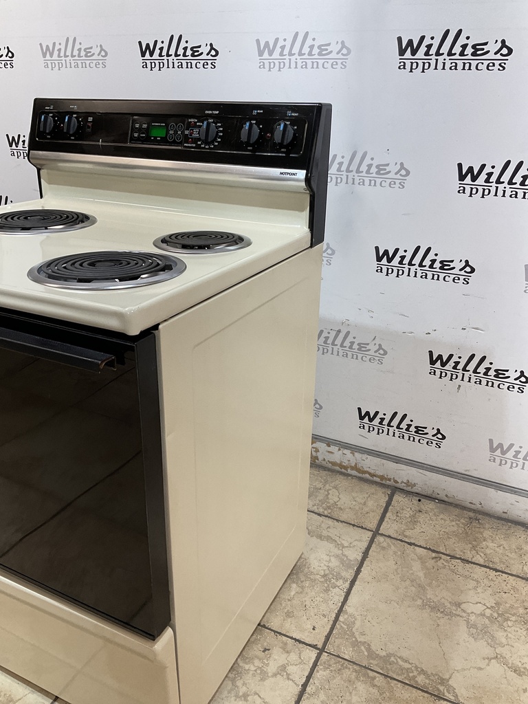 Hotpoint Used Electric Stove 220volts (40/50 AMP) 30inches {no cord} (Bisque/Black) 
