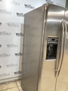 Ge Used Refrigerator Side by Side 33 1/2” x 69 1/2” (Stainless Steel) 