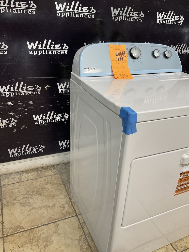 Whirlpool New Open Box Electric Dryer 220volts (30 AMP) 29inches {no cord} (White) 