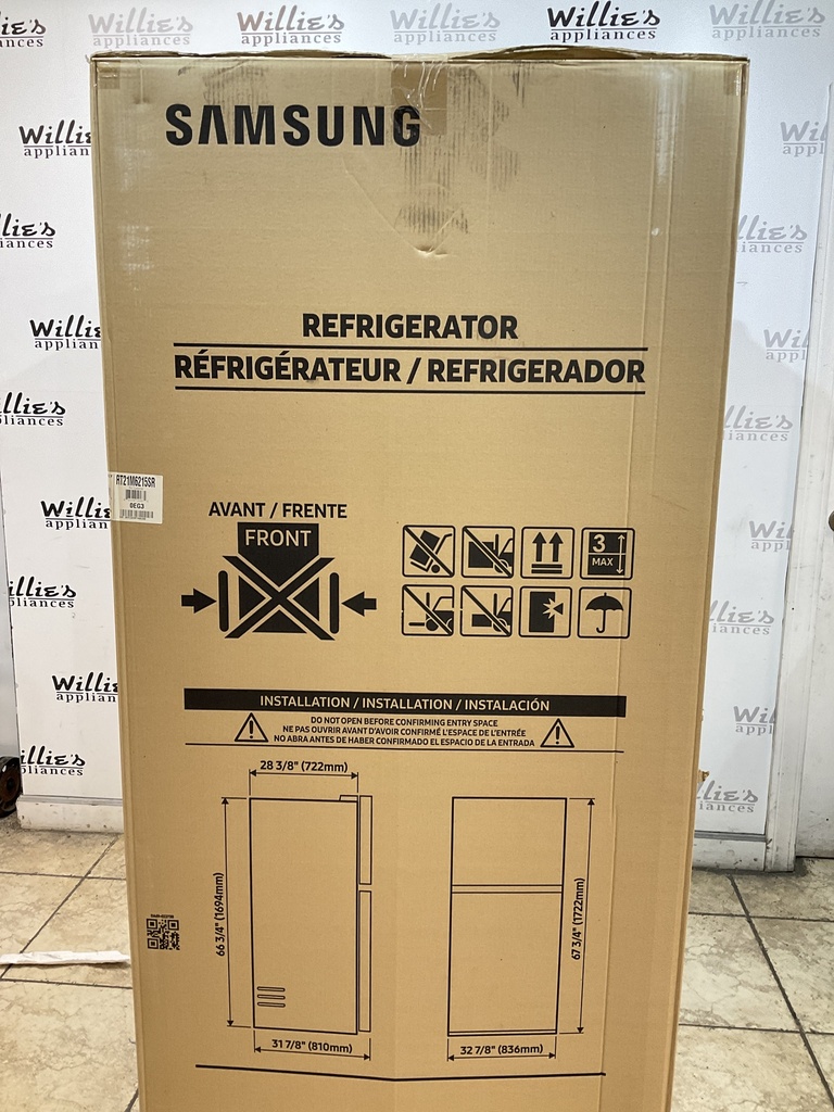 Samsung New Refrigerator Top and Bottom 33x68 (Stainless Steel) 