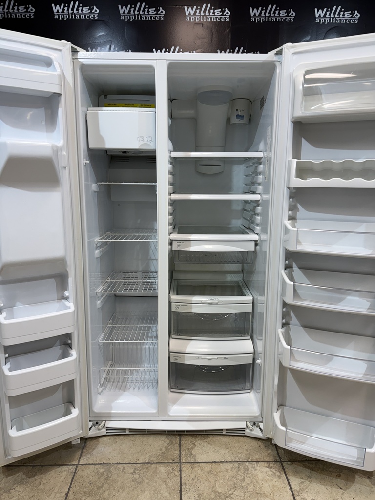 Ge Used Refrigerator Side by side 36x69 1/2” (White)