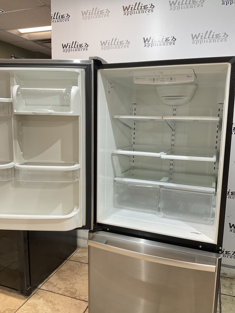 Whirlpool Used Refrigerator Top and Bottom Mount 30x66 1/2” (Stainless Steel) 