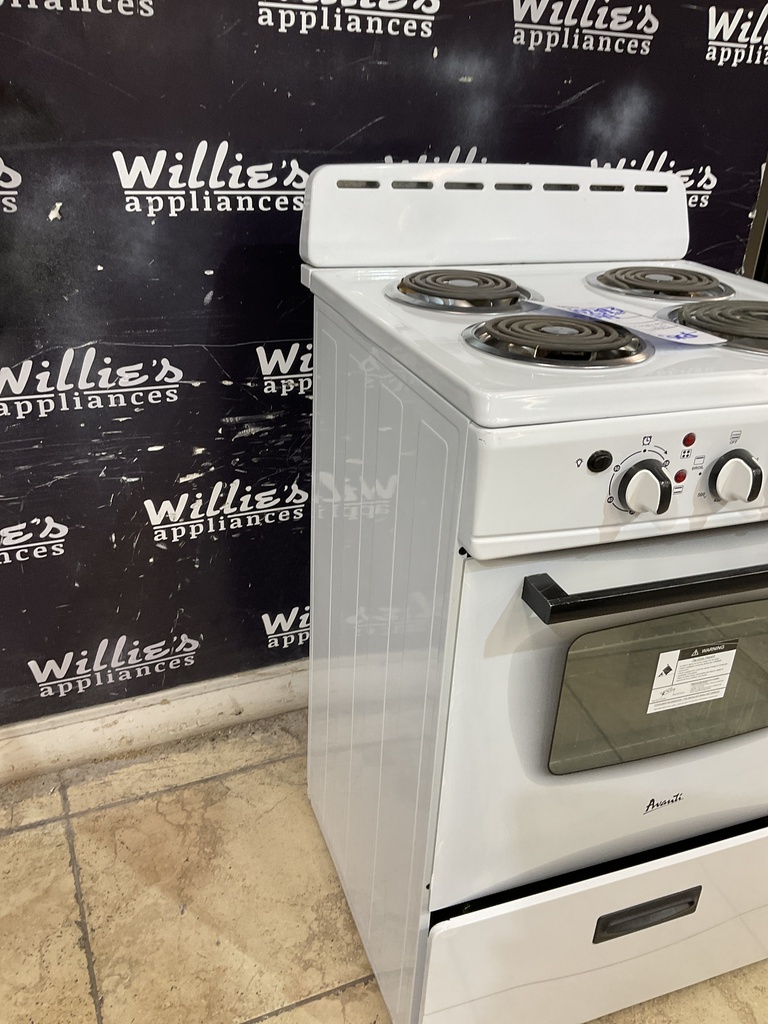 Avanti Used Electric Stove 220volts (40/50 AMP) 23 1/2” {no cord} (White)