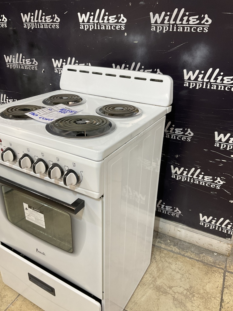 Avanti Used Electric Stove 220volts (40/50 AMP) 23 1/2” {no cord} (White)