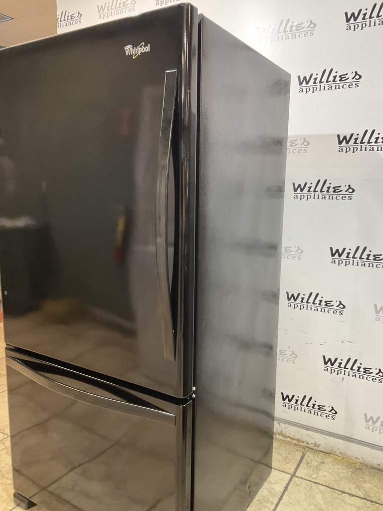 Whirlpool Used Refrigerator Top and Bottom Mount 33x69 1/2” (Black)