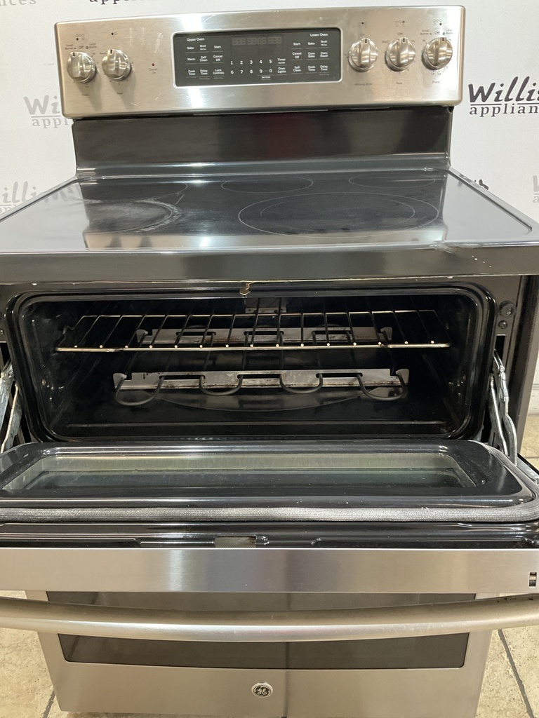 Ge Used Electric Stove Double Oven 220volts (40/50 AMP) 30inches {3 prong} (Stainless Steel) 
