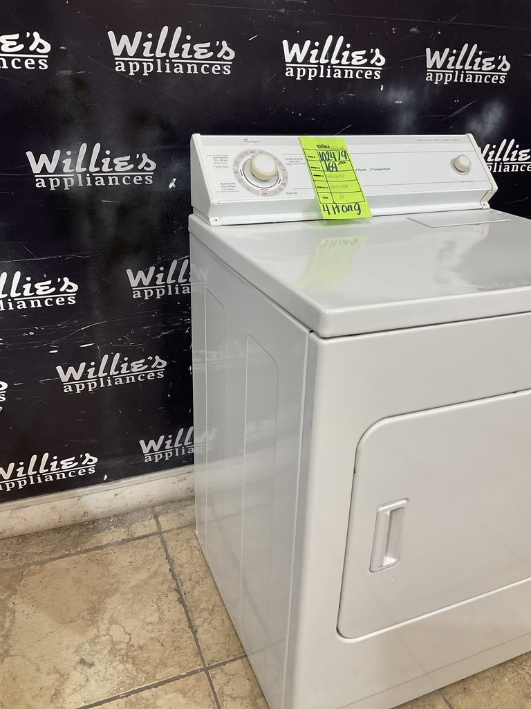 Whirlpool Used Electric Dryer 220volts (30 AMP) 29inches {4 prong} (White)