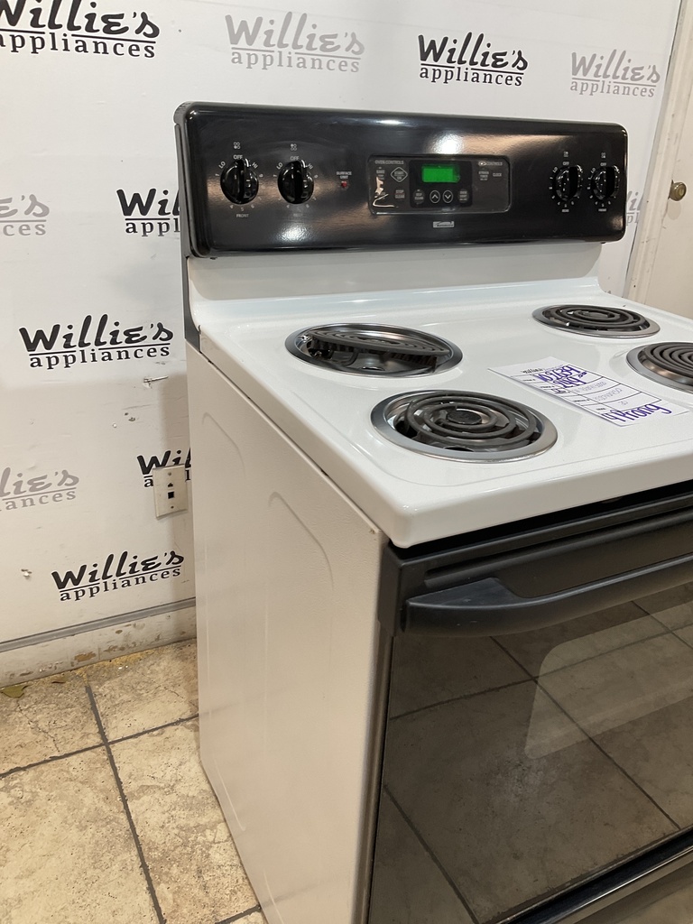 Kenmore Used Electric Stove 220volts (40/50 AMP) 30inches {4 prong} (White/Black) 