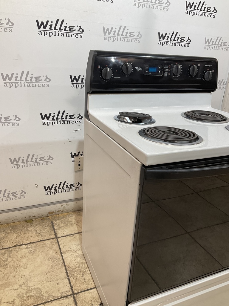 Whirlpool Used Electric Stove 220volts (40/50 AMP) 30inches {3 prong} (White/Black) 