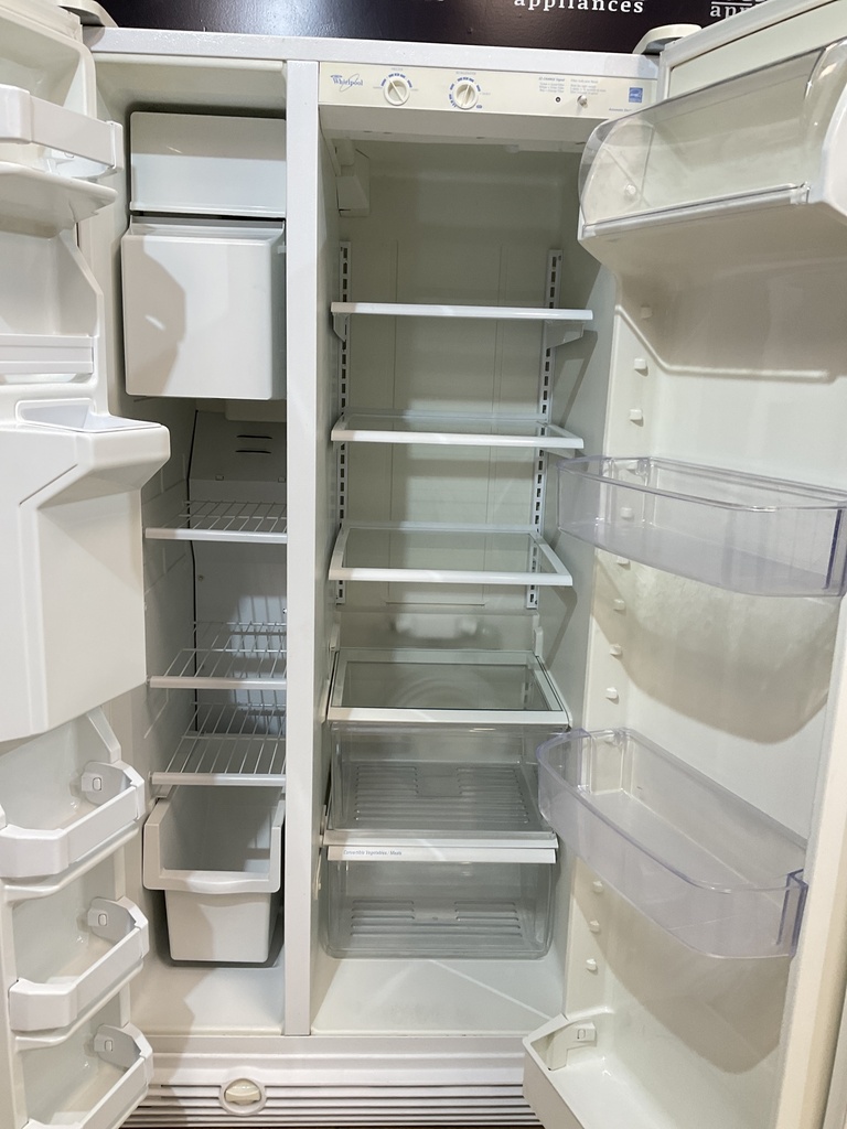 Whirlpool Used Refrigerator Side by Side 33 1/2” x 66 1/2” (White) 