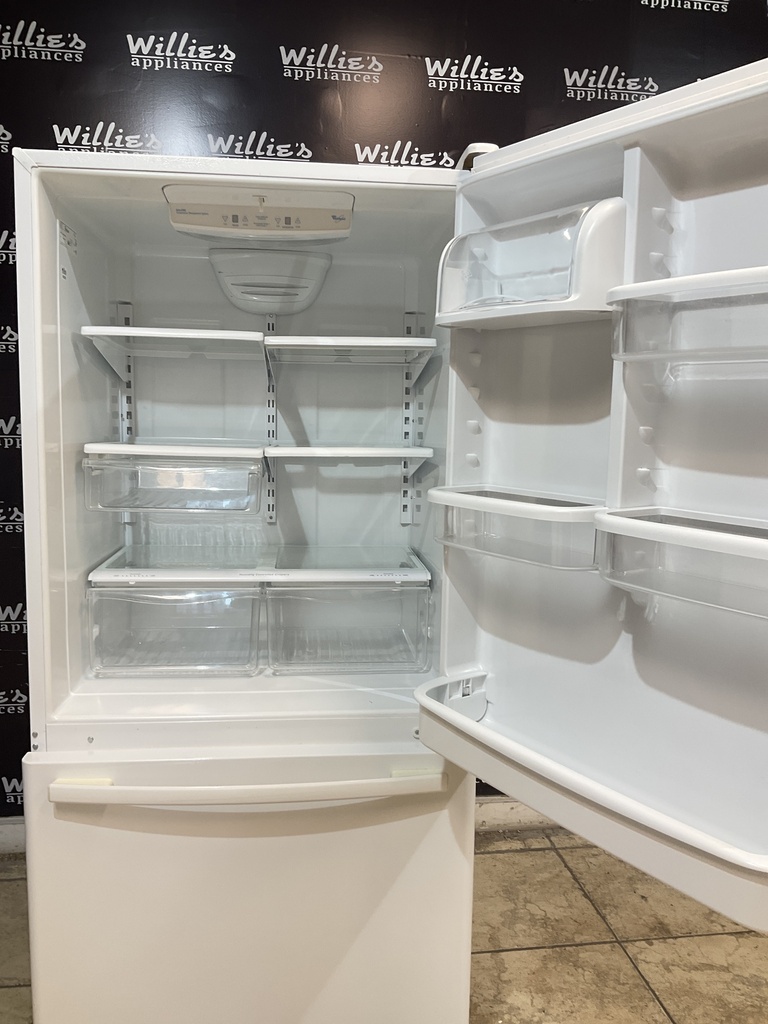 Whirlpool Used Refrigerator Top and Bottom Mount 32 1/2” x 69 1/2” (White)