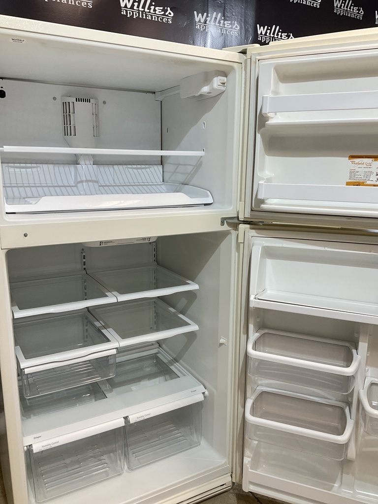 Whirlpool Used Refrigerator Top and Bottom 33x66 1/2” (Bisque) 