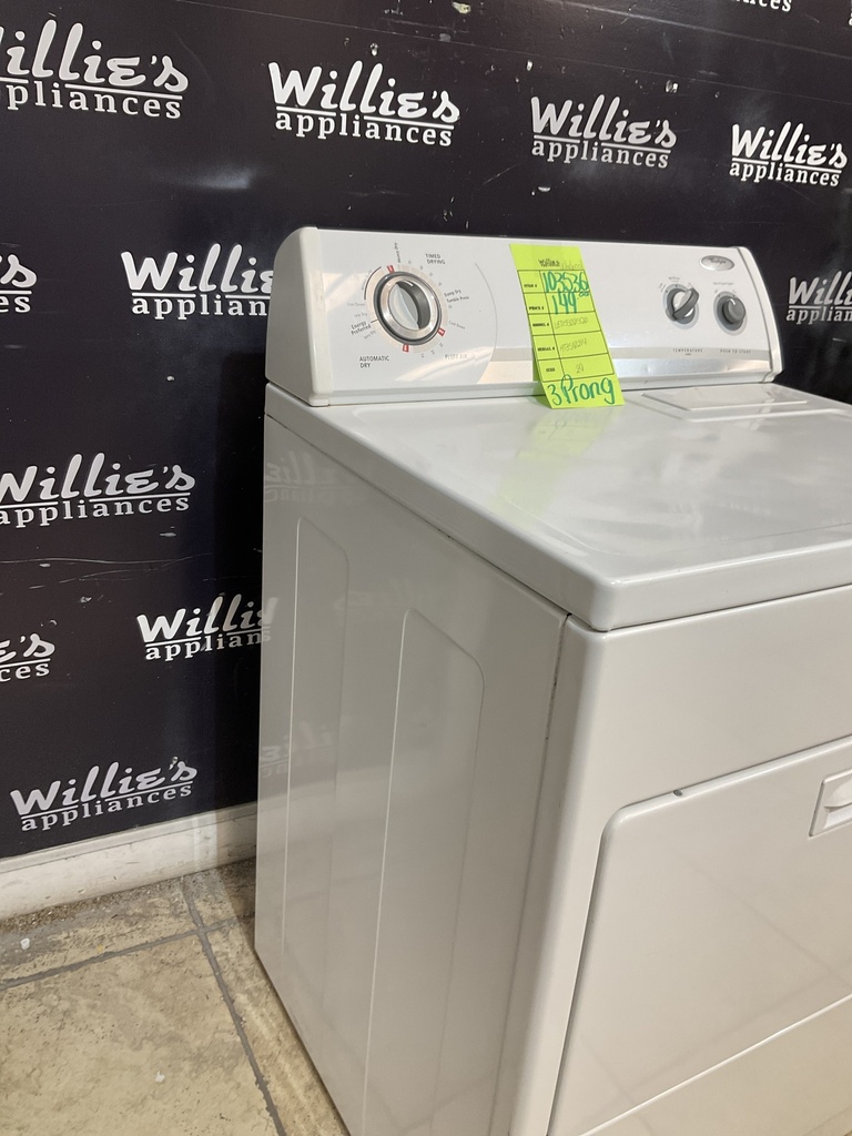 Whirlpool Used Electric Dryer 220volts (30 AMP) 29inches {3 prong} (White) 