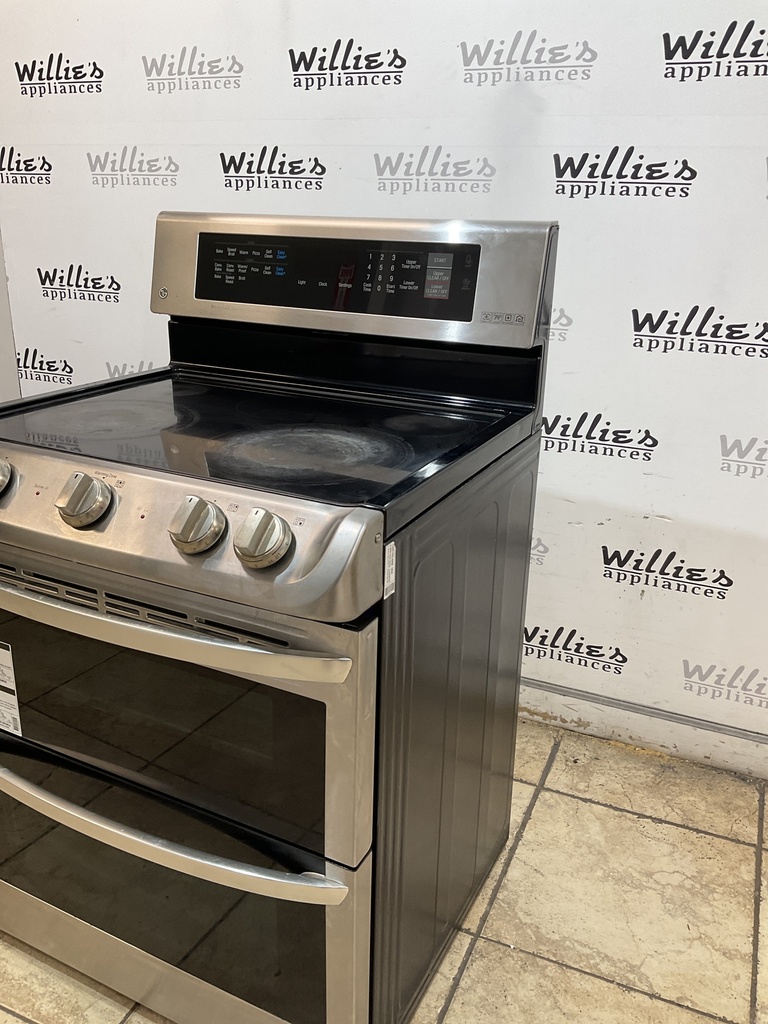 Lg Used Electric Stove Double Oven 220volts (40/50 AMP) 30inches {3 prong} (Stainless Steel)