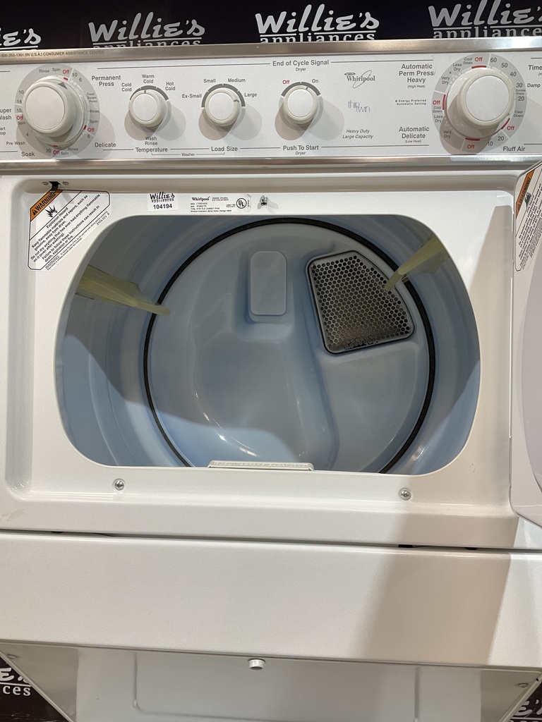 Whirlpool Used Electric Unit Stackable 27x72 1/2” {no cord} (White)