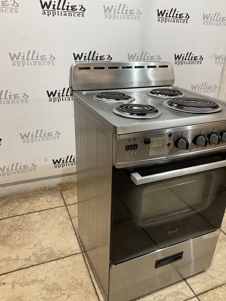Avanti Used Electric Stove 220 volts(40/50 AMP) 23 1/2” {no cord} (Stainless steel) 