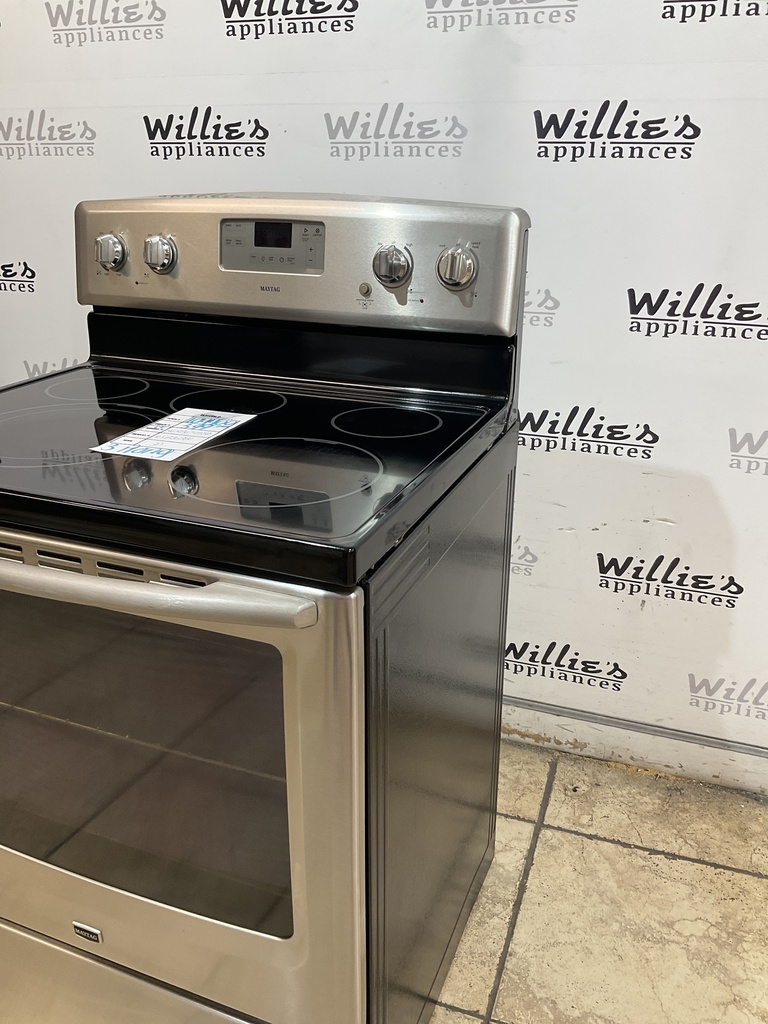 Maytag Used Electric Stove 220volts (40/50 AMP) 30inches {3 prong} (Stainless Steel) 