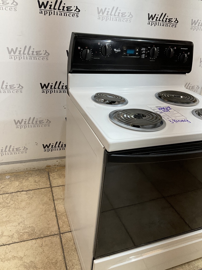 Whirlpool Used Electric Stove 30inches (40/50 AMP) 30inches {3 prong} (White/Black) 