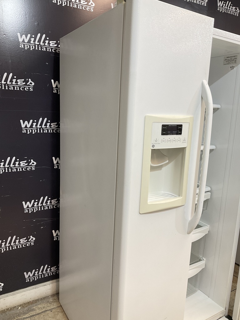 Ge Used Refrigerator Side By Side 36x69 1/2” (white) 
