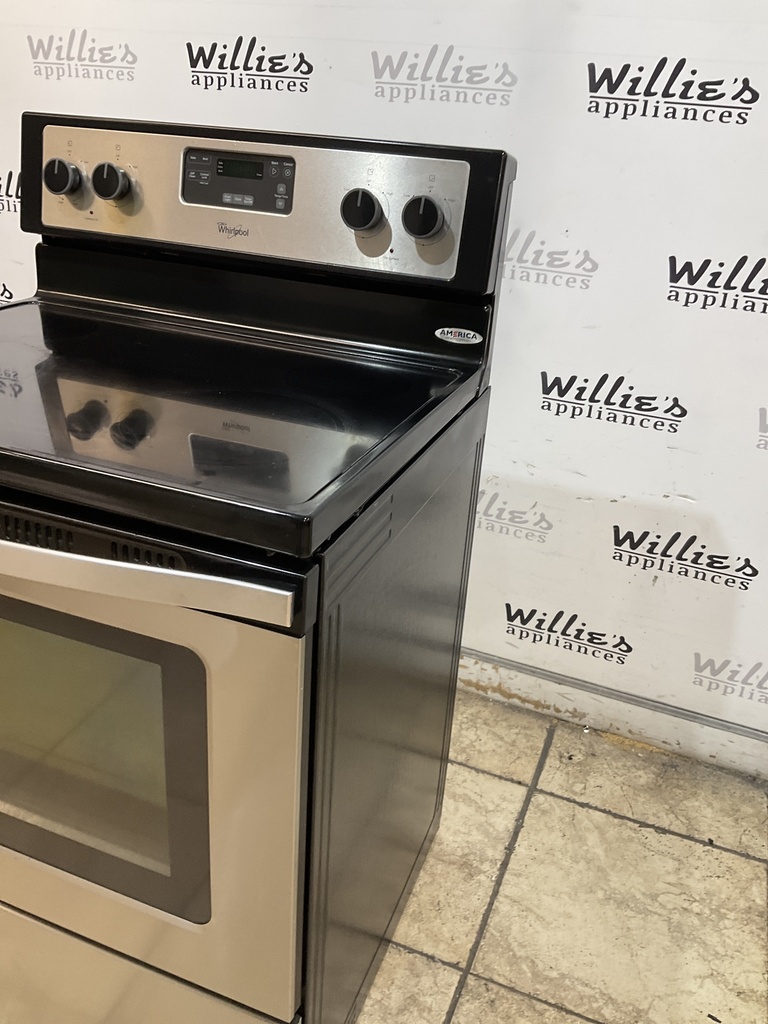 Whirlpool Used Electric Stove 220volts (40/50 AMP) 30inches {3 prong} (Stainless steel) 