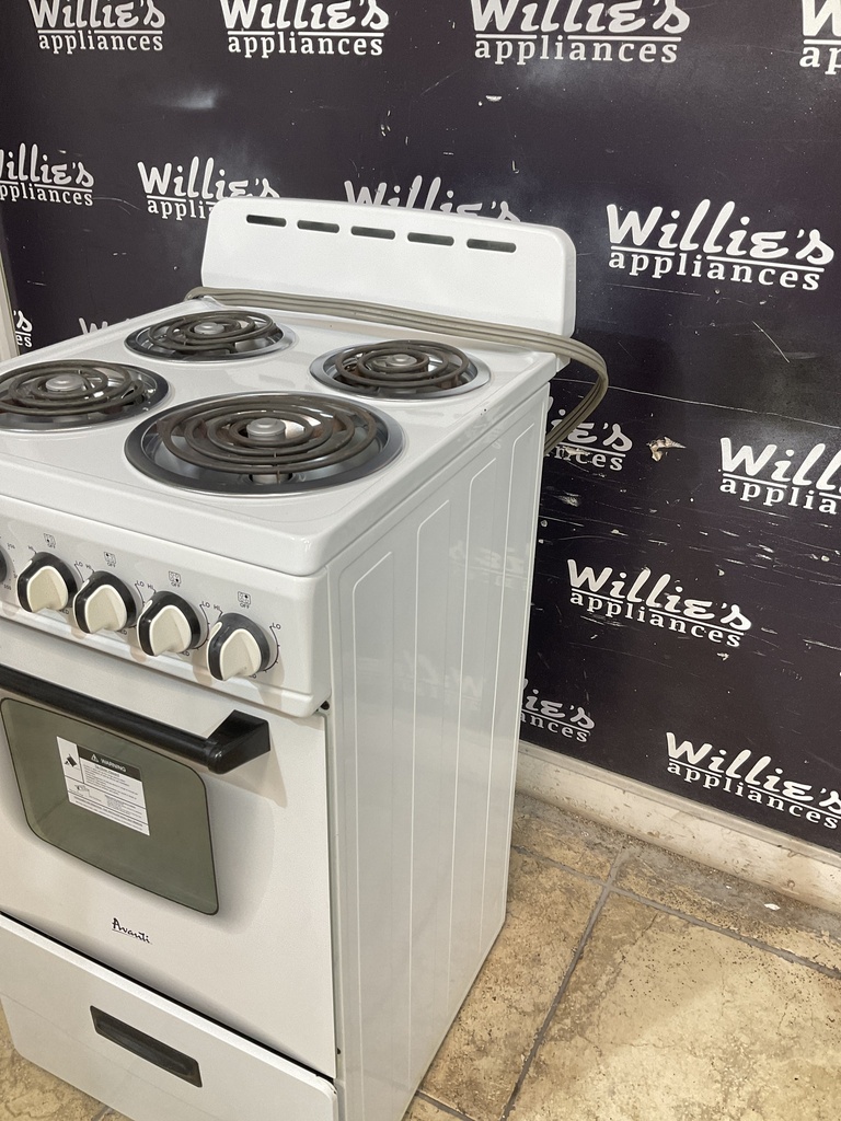 Avanti Used Electric Stove 220volts (40/50 AMP) 19 1/2” (white) 