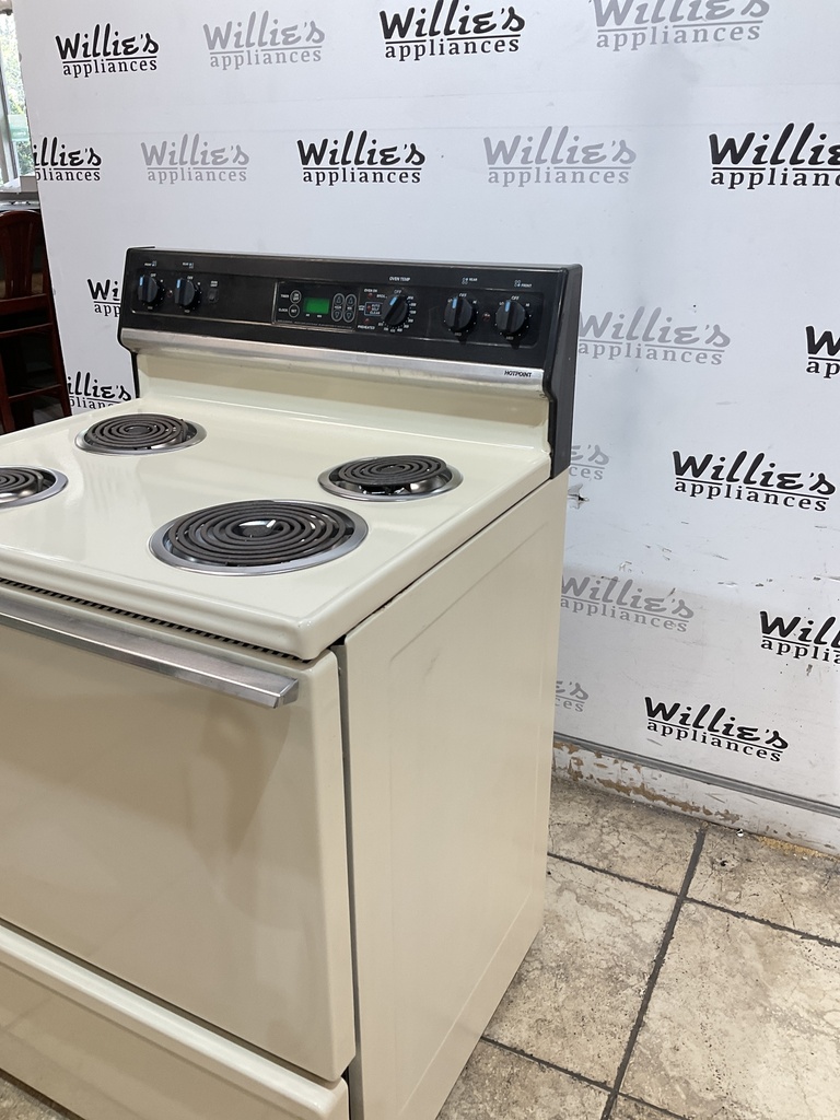 Hotpoint Used Electric Stove 220volts (40/50 AMP) 30inches {4 prong} (Bisque/Balck) 