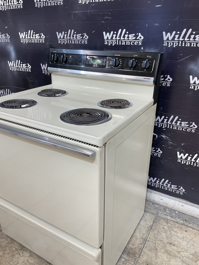 Hotpoint Used Electric Stove 220volts (40/50 AMP) 30inches {no cord} (Bisque/Black) 