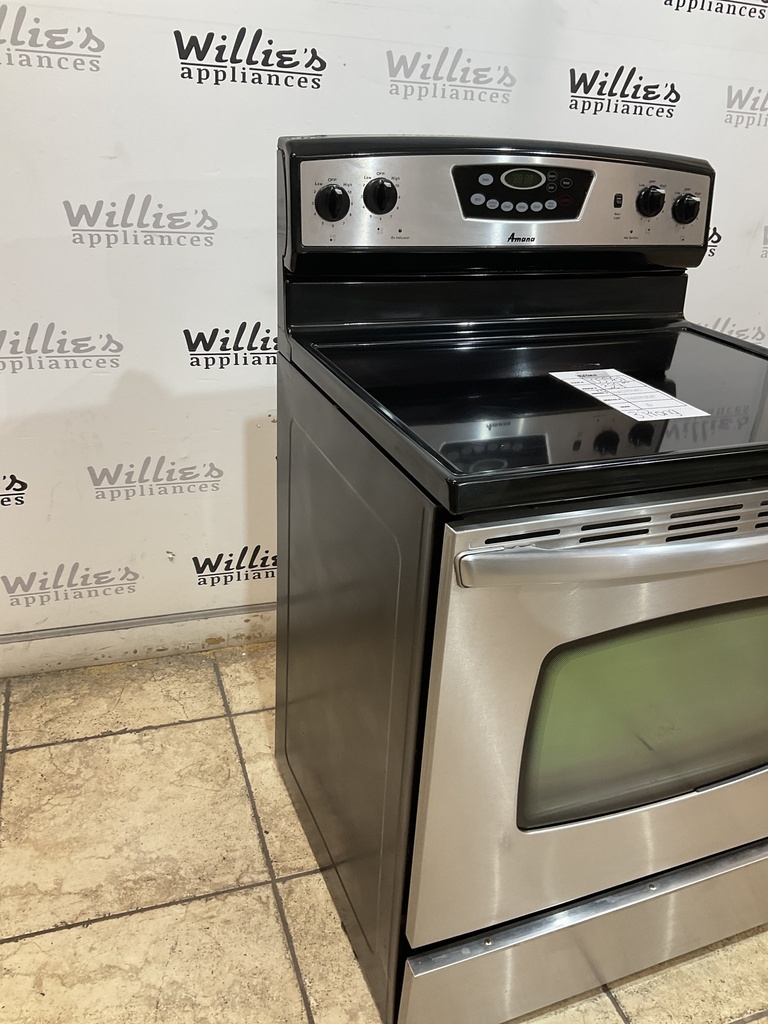 Amana Used Electric Stove 220volts (40/50 AMP) 30inches {3 prong} (Stainless steel)