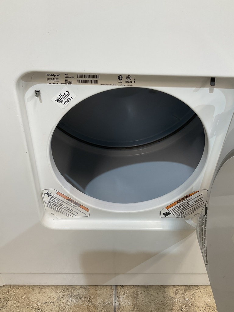 Whirlpool Used Electric Dryer 220volts (30 AMP) 29inches {3 prong} (White) 