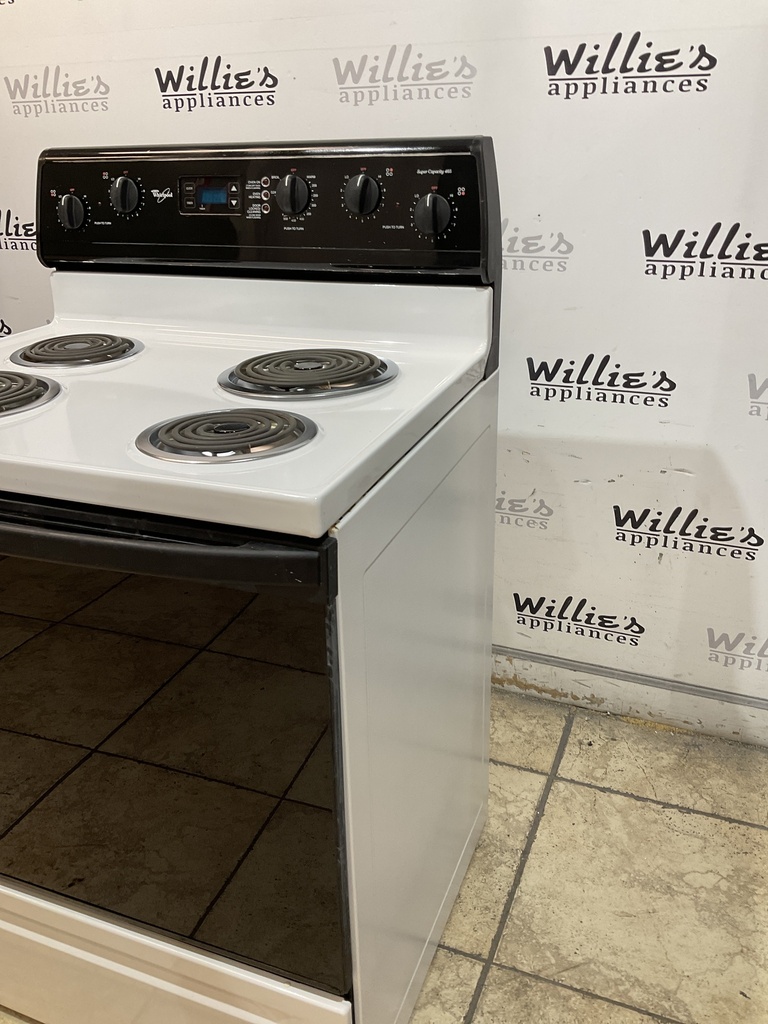Whirlpool Used Electric Stove 220volts (40/50 AMP) 30inches {3 prong} (white/black) 