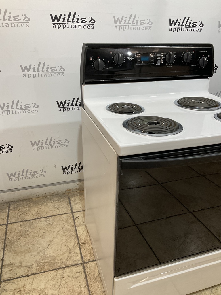 Whirlpool Used Electric Stove 220volts (40/50 AMP) 30inches {3 prong} (white/black) 