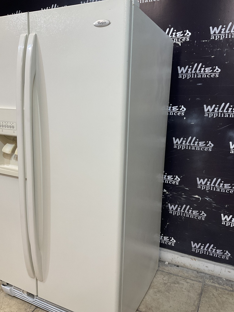Whirlpool Used Refrigerator Side by Side 33x66 1/2” (Bisque) 