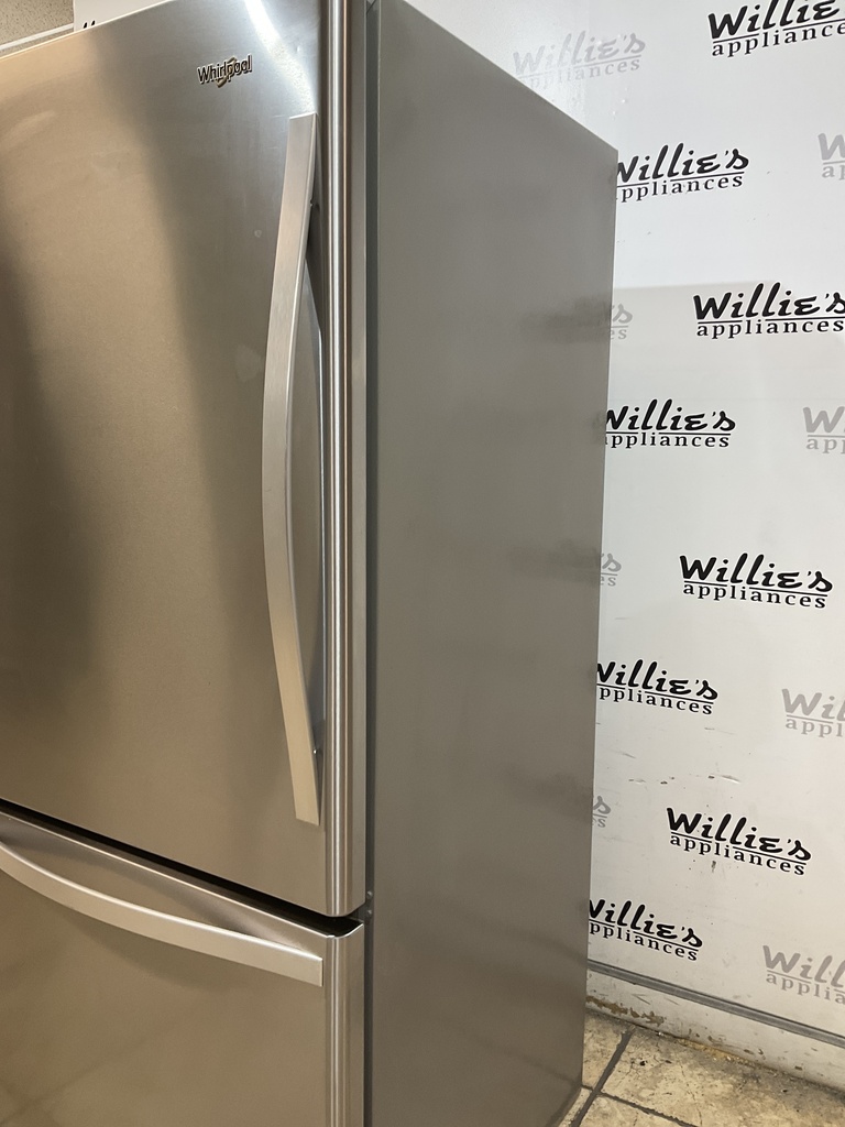 Whirlpool Used Refrigerator Top and Bottom Mount 33x69 1/2’ (Stainless Steel)