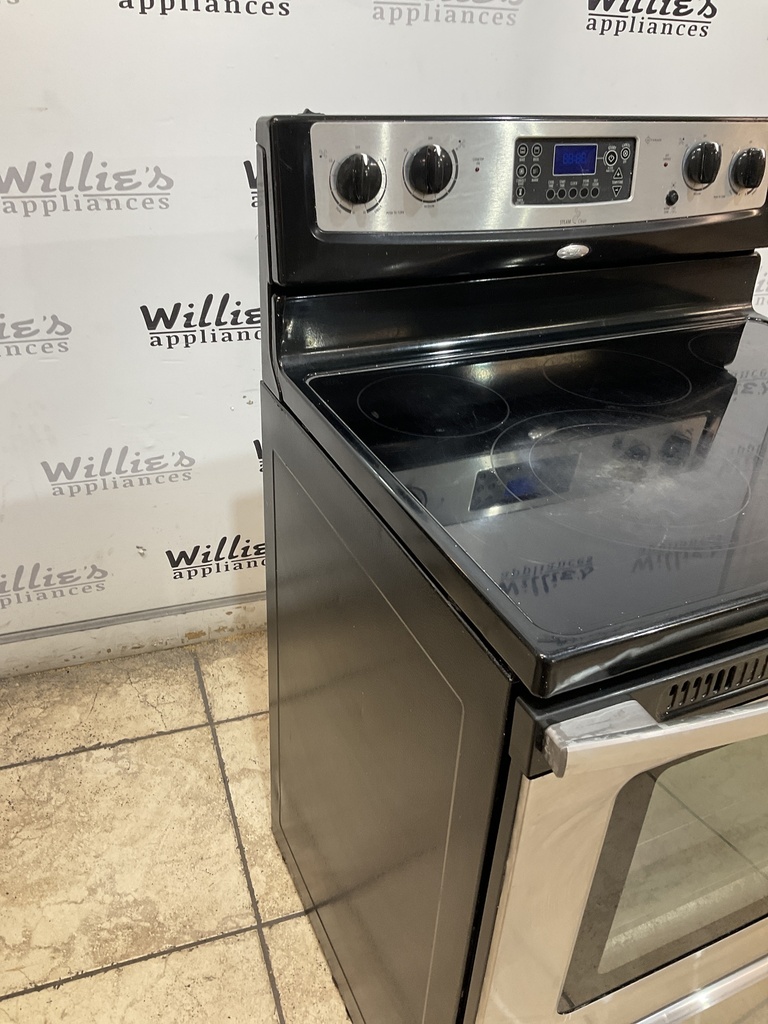 Whirlpool Used Electric Stove 220volts (40/50 AMP) 30inches {no cord} (Stainless Steel) 
