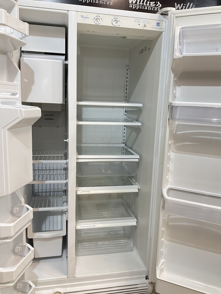 Whirlpool Used Refrigerator Side by Side 33 1/2” x 66 1/2” (white) 