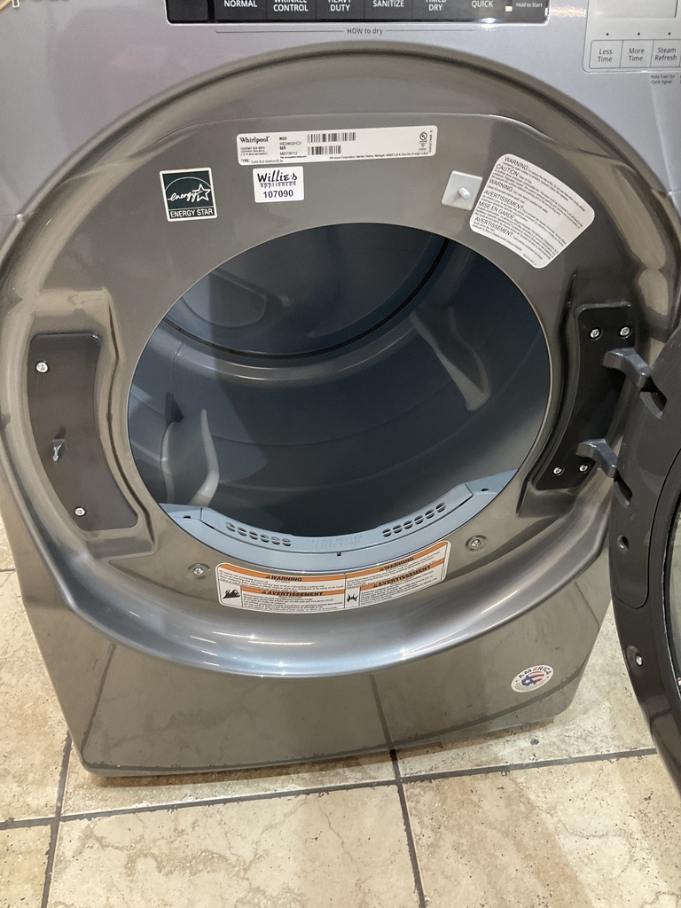 Whirlpool Used Electric Dryer 220volts (30 AMP) 27inches {no cord} (Grey) 