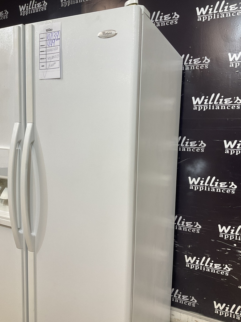 Whirlpool Used Refrigerator Side by a side 36x69 1/2” (White)