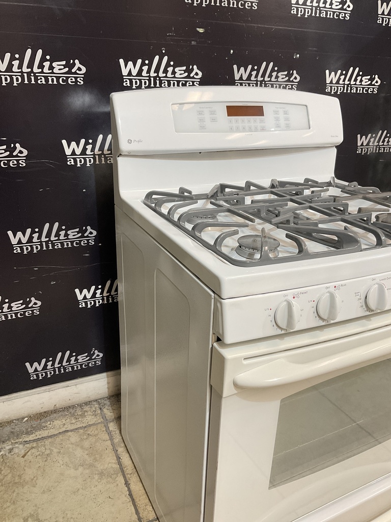 Ge Used Natural Gas Stove Double Oven 30inches (White) 