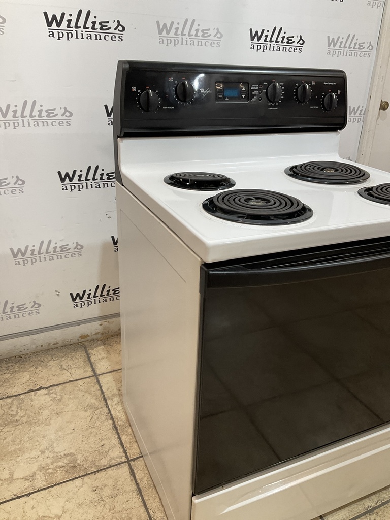 Whirlpool Used Electric Stove 220volts (40/50 AMP) 30inches {3 prong} (White/Black)