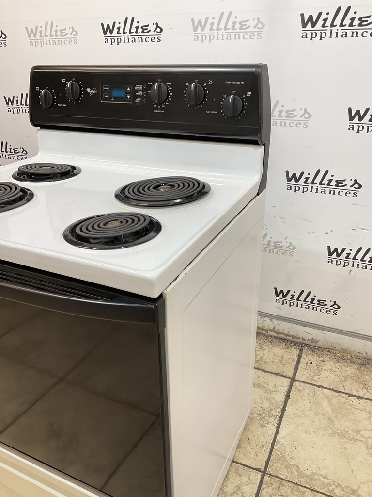 Whirlpool Used Electric Stove 220volts (40/50 AMP) 30inches {3 prong} (white/black) 