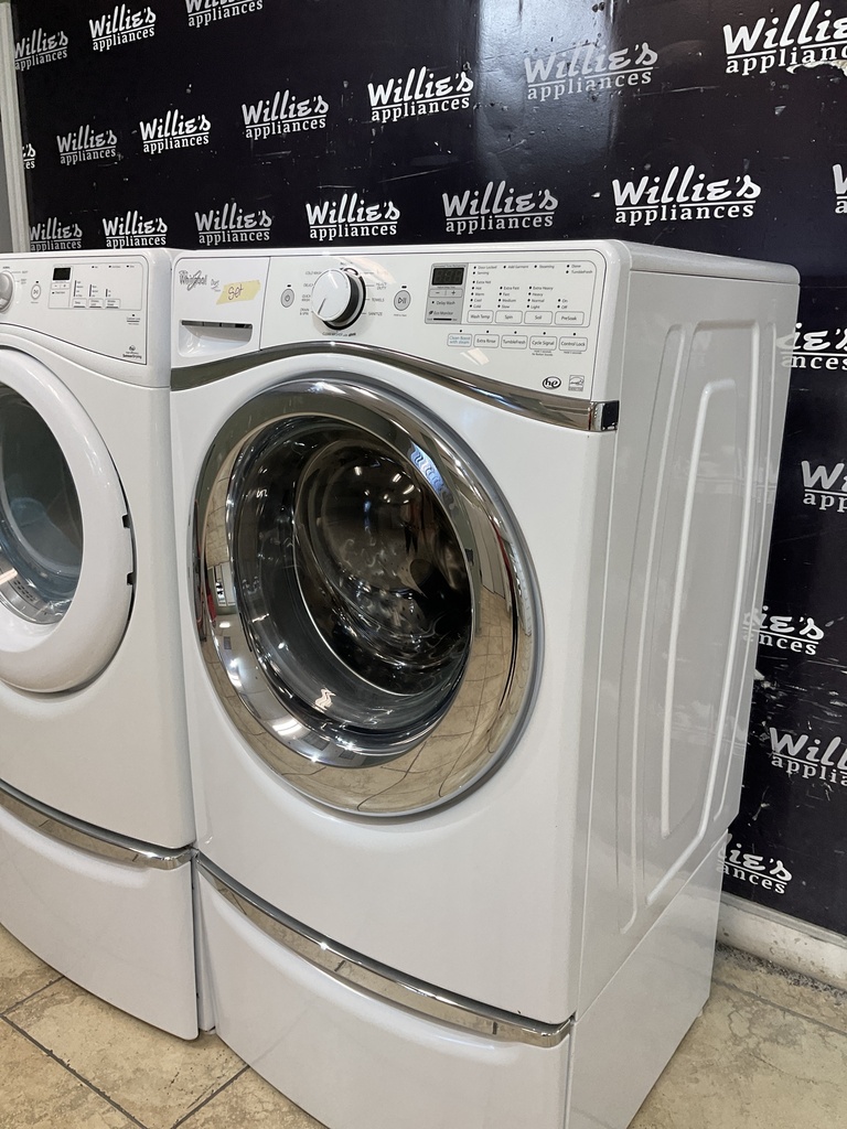Whirlpool Used Set Natural Gas Set Washer/Dryer Front-load 27inches (White) 