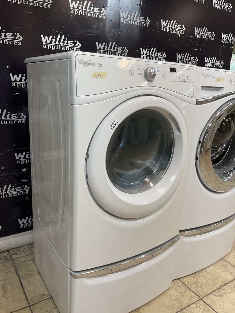 Whirlpool Used Set Natural Gas Set Washer/Dryer Front-load 27inches (White) 