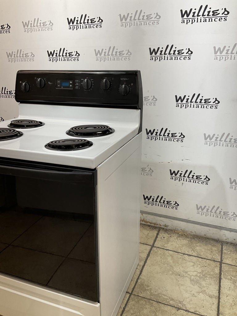 Whirlpool Electric Stove 220volts (40/50 AMP) 30inches {3 prong} (White/Black) 